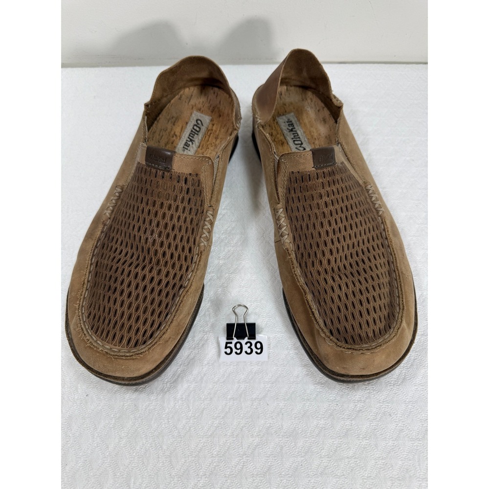 OluKai Moloa Aho Mens 11.5 Tan Leather Mesh Slip On Loafers Shoes 10399-106Z - Picture 9 of 9